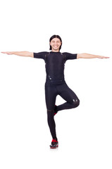 Obraz premium Man doing exercises isolated on white