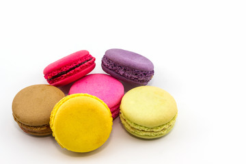 Sweet and colourful french macaroons, Dessert.