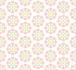 Obraz premium Pink Vintage Flower Pattern on Pastel Background