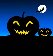 Naklejka premium Halloween Night and Pumpkin-Vector