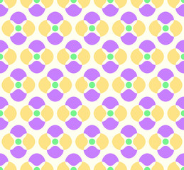 Violet and Yellow Abstract Flower and Circle Pattern on Pastel B