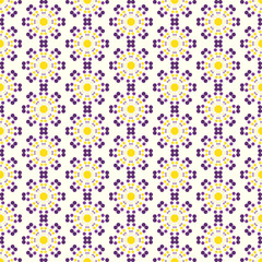 Yellow and Purple Abstract Circle Flower Pattern on Pastel Color