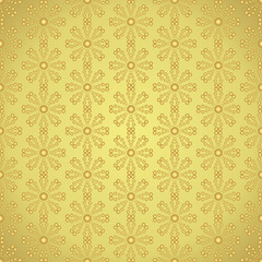Gold Abstract Circle Flower Pattern on Pastel Color