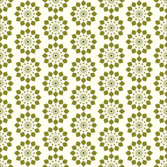 Dark Green Vintage Modern Flower Pattern on Pastel Color