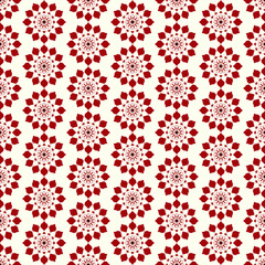 Dark Red Vintage Modern Flower Pattern on Pastel Color