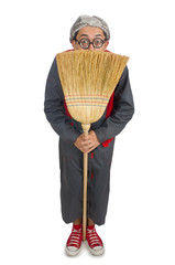 Obraz premium Funny janitor isolated on white