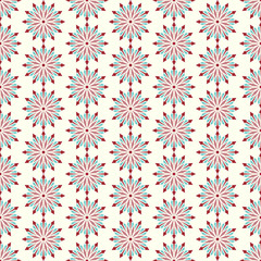 Red Abstract Blossom and Arrow Shape Seamless Pattern