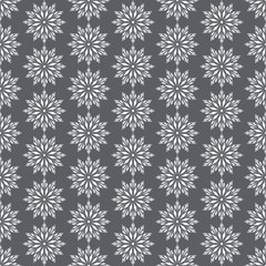 Silver Abstract Blossom and Arrow Shape Seamless Pattern