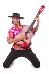 Man wearing sombrero with guitar