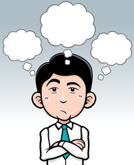 Vector illustration of Cartoon businessman thinking