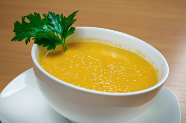 bowls of squash soup