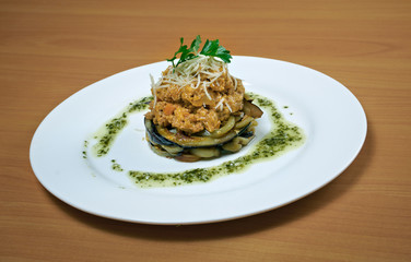 Salad with beef and eggplant