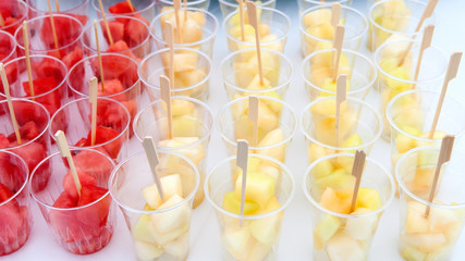 Cups with melon