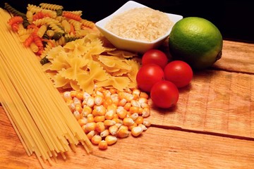 Pasta, rice and corn