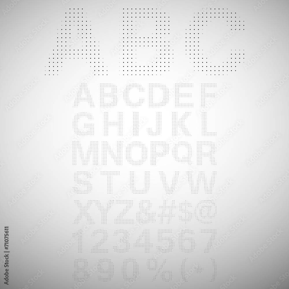 Aufkleber pixel font - alphabets and numerals characters in retro square