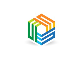 Fototapeta premium cube geometry logo line 3D vector,modern square box business