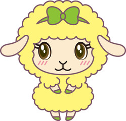 リボンひつじ黄色