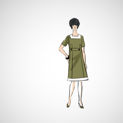 Vector sketch girls in fashion clothes eps