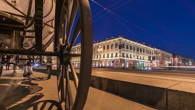 Nevsky Prospect Saint Petersburg  Night Time Lapse