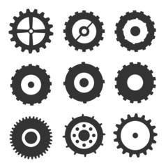 Gears Icons Set Vector Isolated On White