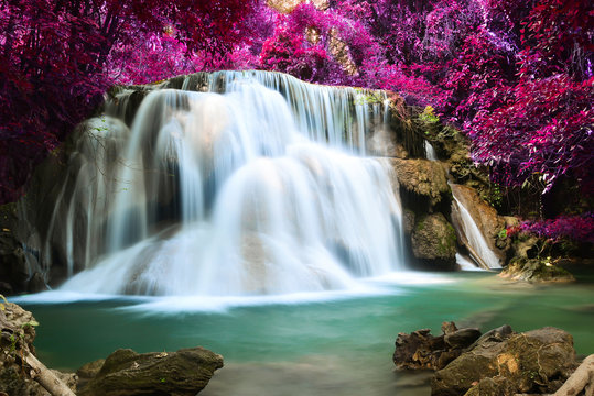 Beautiful waterfall in autumn forest © totojang1977