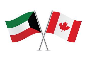 Canadian and Kuwait flags. Vector illustration.