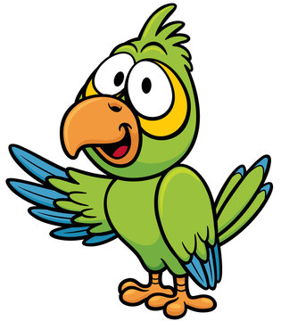 Vector illustration of cartoon parrot