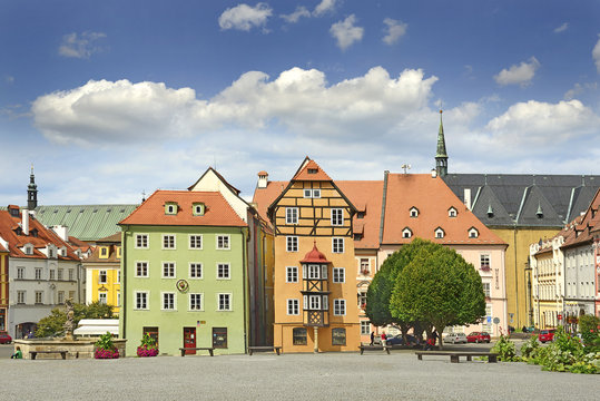 Czech City of Cheb. Marketplace with Historical Buildings