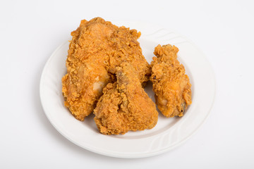 Fried Chicken Pieces on Small White Plate