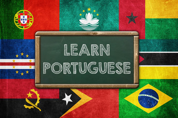 Learn Portuguese - vintage background concept