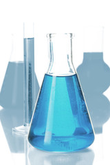 Test tubes with liquids isolated on white