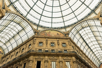 Glass dome of Galleria Vittorio Emanuele in Milan, Italy