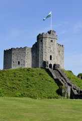 Cardiff castle and blue sky