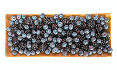 Fresh sweet blueberries and blackberries