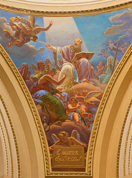 Bergamo - fresco of st. Ambrose in Immacolate church
