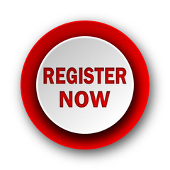 register now red modern web icon on white background