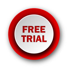 free trial red modern web icon on white background
