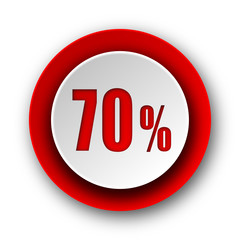 70 percent red modern web icon on white background