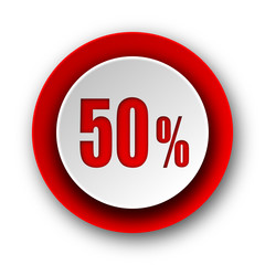 50 percent red modern web icon on white background