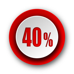 40 percent red modern web icon on white background
