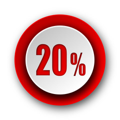 20 percent red modern web icon on white background