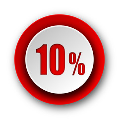 10 percent red modern web icon on white background