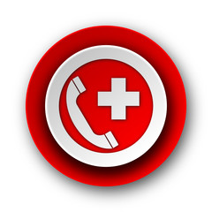 emergency call red modern web icon on white background
