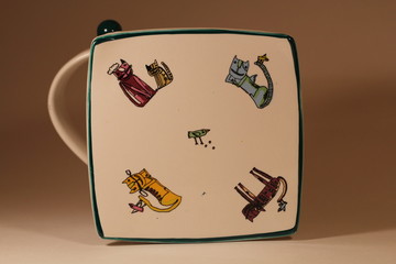 ceramic mug with cats