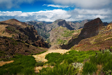Landscape with high mountains and clouds