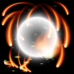 Black Background with firework and fire vector