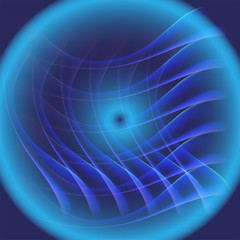Circle light Abstract waves grid on blue background