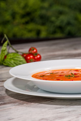 Picture of cold tasty tomato soup