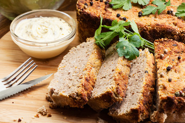 Traditional delicious meat pate with vegetables