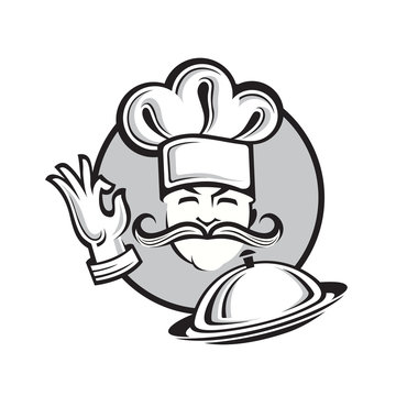 Illustration of a chef with dish